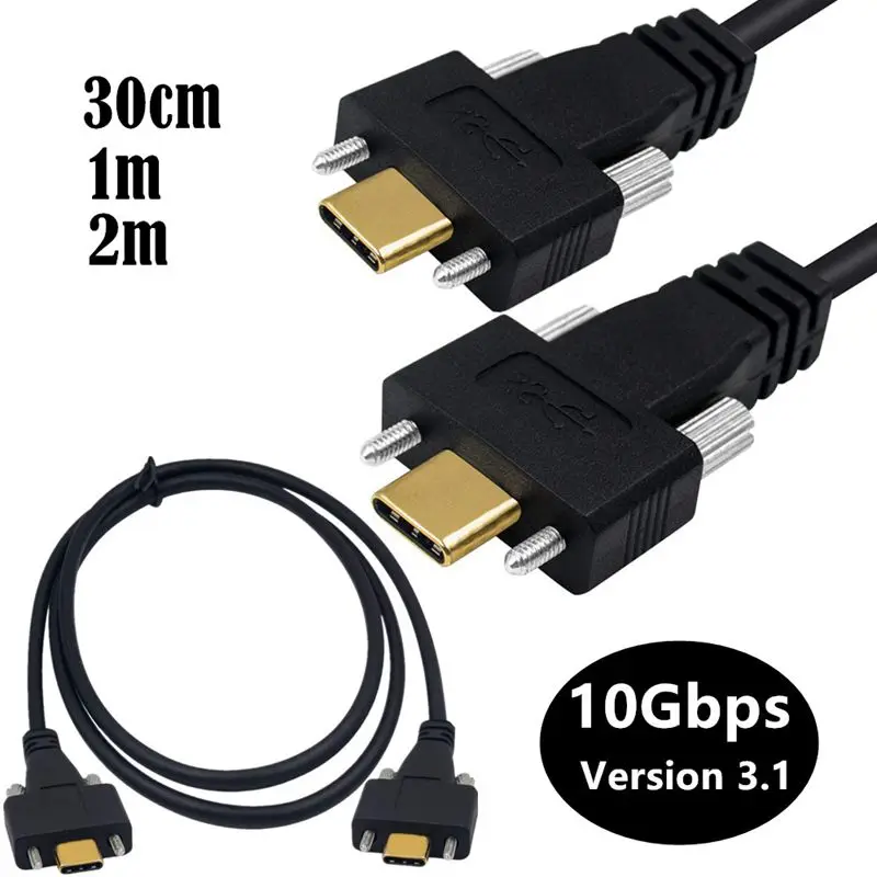 

Double Ear Strap Fixing Screw 3.1Type-C Male Computer Hard Disk Cable Mobile Laptop PD Quick Charge Cable 5A Cable 4K