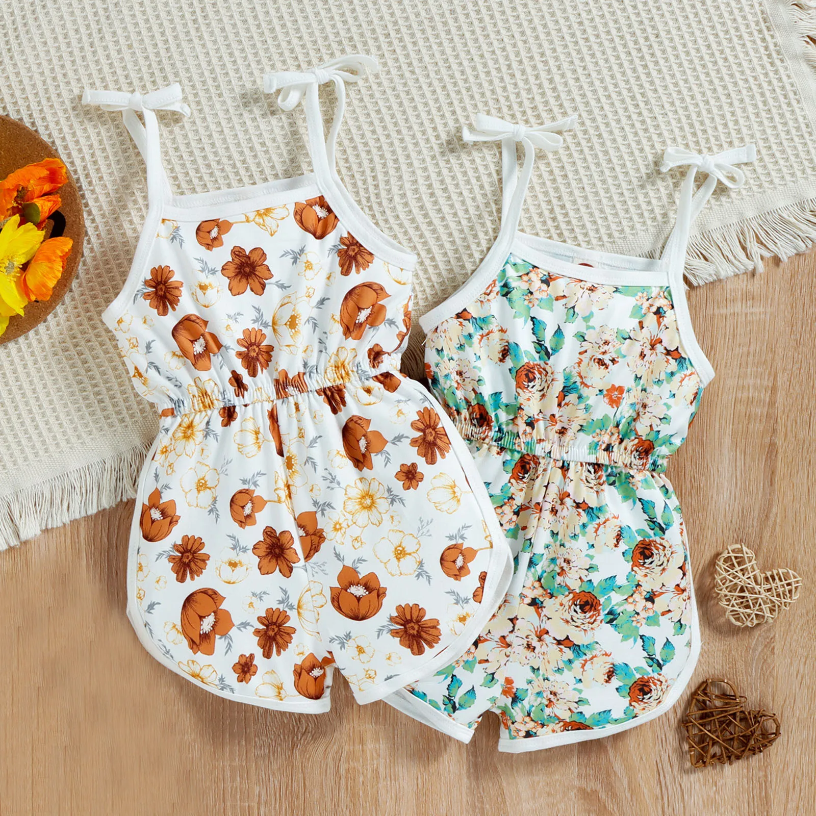 

Summer New Baby Girl Clothes 6M-3Y Toddler Girls Sleeveless Romper Floral Printed Suspenders Jumpsuit Casual Clothes bebes 2022