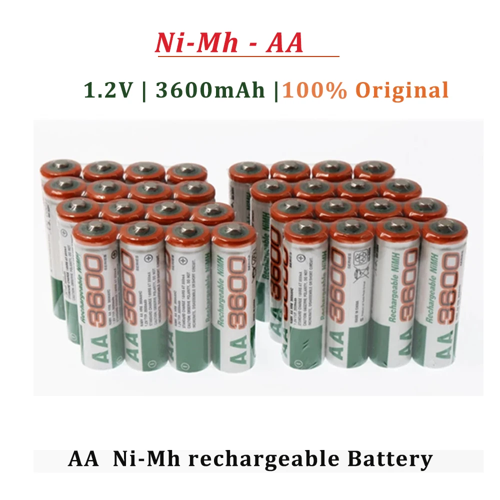 

1.2v 3600mah 2A Ni-mh AA Rechargeable Battery 3600 Mah Batteries for Camera Clocks Mice Computers Bateria Accessory 2-10pcs
