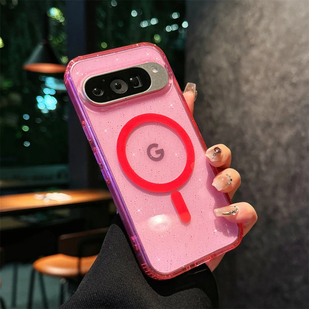 Прозрачный чехол для Magsafe Google Pixel 9 Pro XL 9Pro 9XL блестящий магнитный прозрачный мягкий