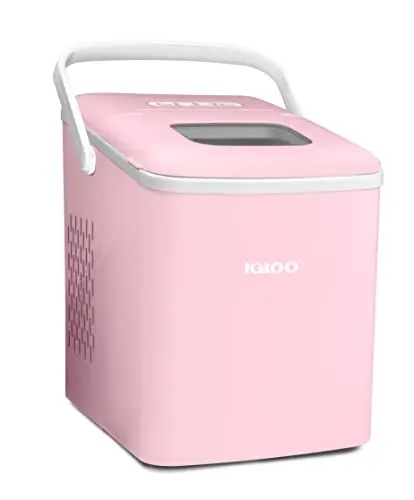 

Автоматическая самоочищающаяся портативная настольная льдогенератор Igloo, 26 фунтов, с ручкой, розового цвета