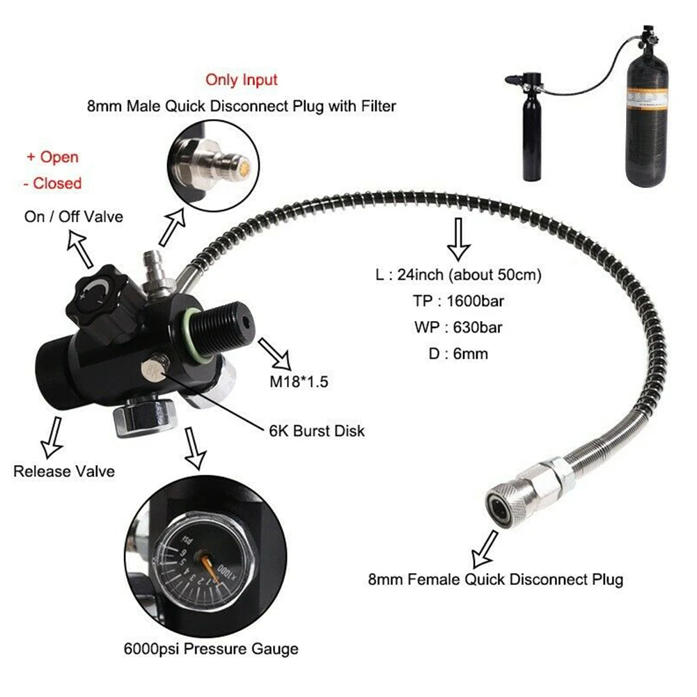 

Regulator Valve Regulator PCP Pressure SCBA Spring Station Switch Tube Valve Dual Filling Full Hose Compressed