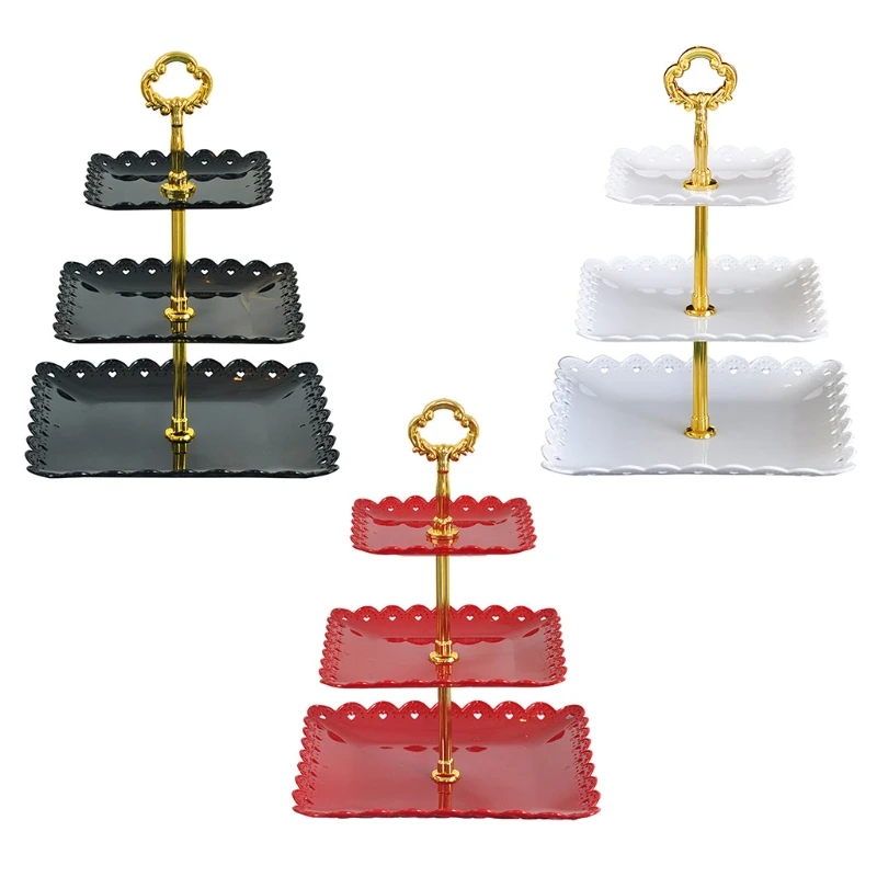 

Detachable Cake Stand Wedding Birthday Party 3 Tier Pastry Cupcake Fruit Plate