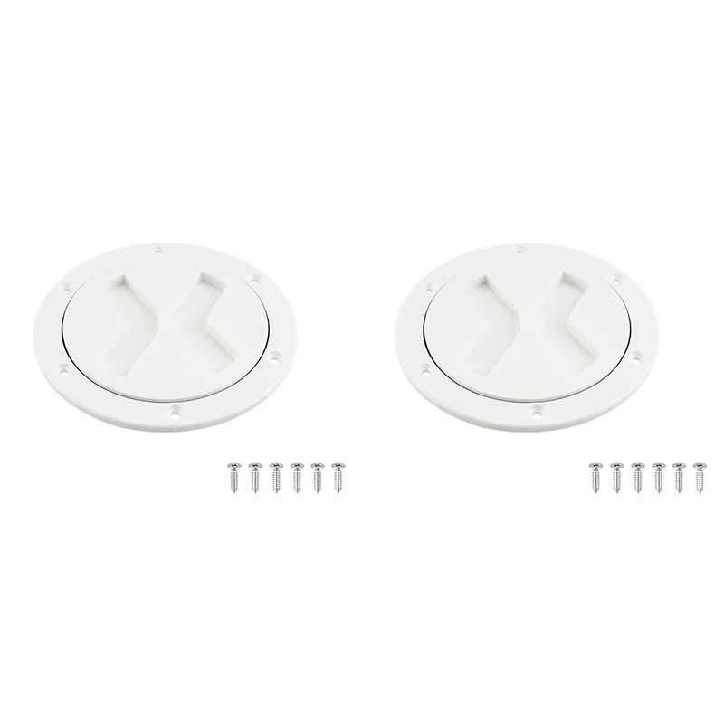 

2X ABS Round Deck Inspection Hatch Cover Plastic Boat Twist Screw Out Deck Inspection Plate White