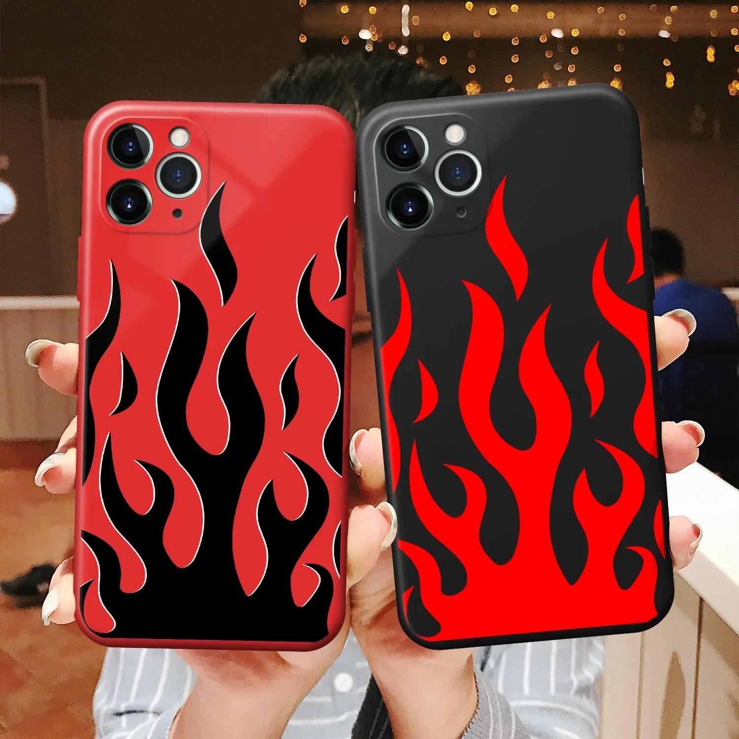 

Fashion Flame Pattern Phone Case For iPhone X XS MAX 11 Pro 12 XR 7 8 6Plus SE 2020 Black Red Soft Silicone Back Cover Capa