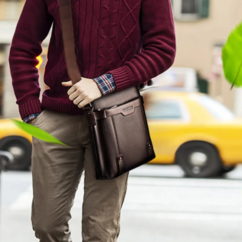 Luxury Leather Shoulder Bag For Men Business Messenger Bag Strap Handbags Male Crossbody Bag Casual Sling Bag For IPAD