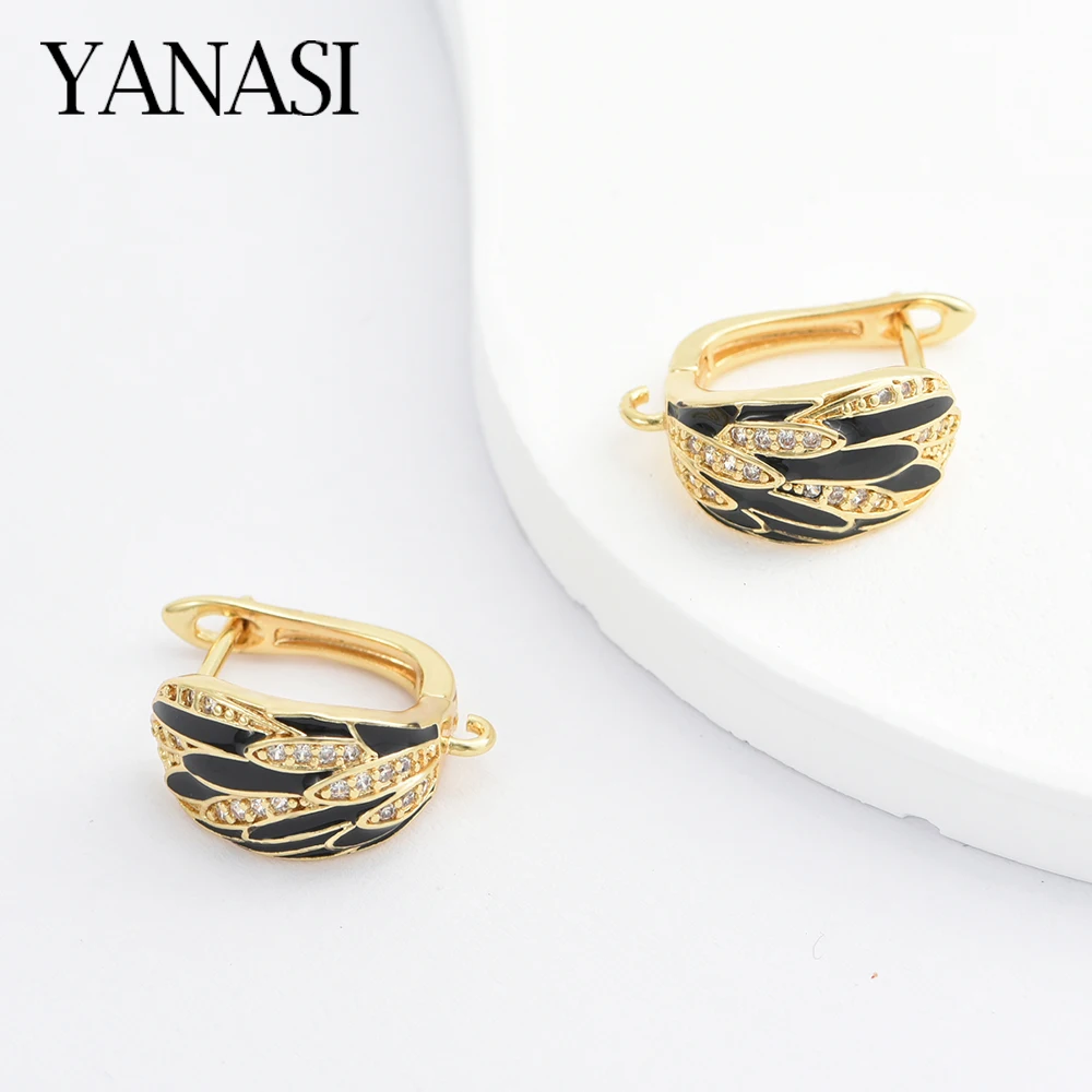 1 пара 18-каратного позолоченного черным цирконом, гипоаллергенные ...