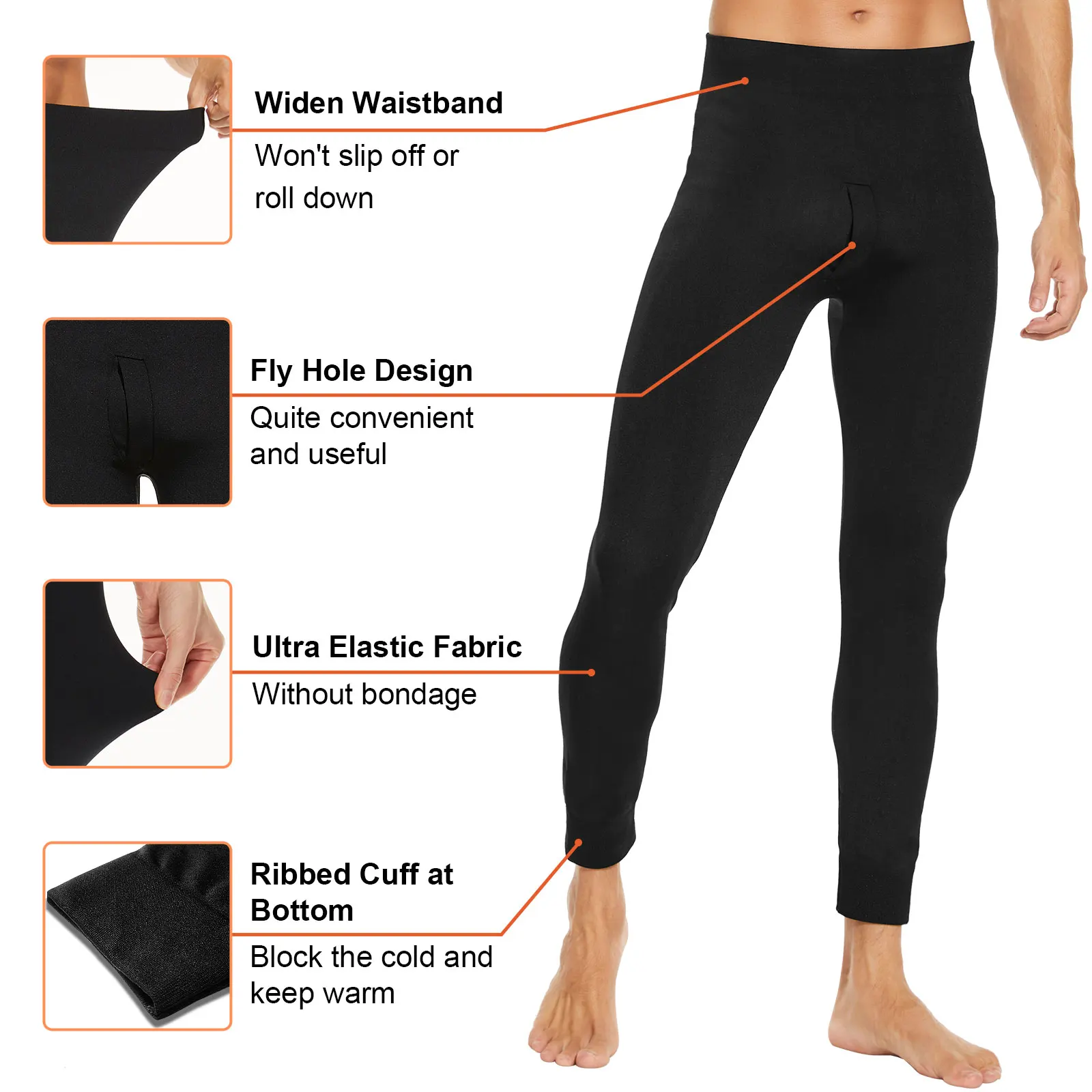 Men Thermal Underpants High Quality Underwear Long Johns Mens Thin Thermal Underwear Leggings Pants Warm Baselayer Bottom