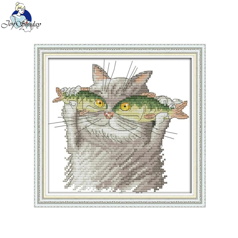 Набор для вышивки крестиком Joy Sunday I Love Fish Cat 16/14/11CT
