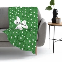 50x40in mothersday gift lucky clover thickened flannel blanket velvet flannel thick super warm soft blankets throw for bed