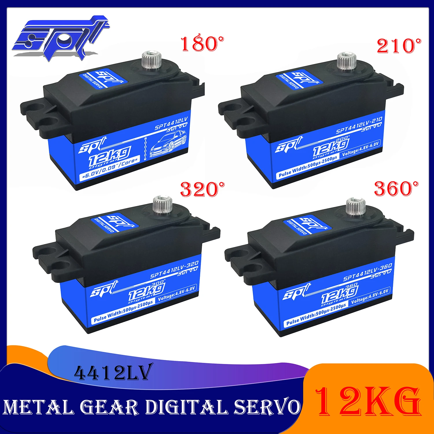 

SPT 12 кг сервопривод 4412LV 180 ° 210 ° 320 ° 360 ° металлическая Шестерня короткий корпус низкопрофильный цифровой для 1:10 1:12 Радиоуправляемый автомобиль Дрифт робот гусеничный 3D