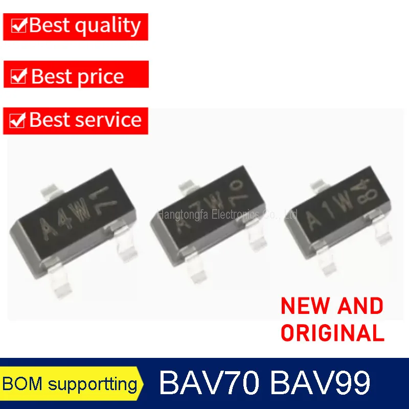 

100PCS/Lot Original BAV99 BAV70 BAW56 Marking A7W A4W A1W SOT23 SMD Triode NEW