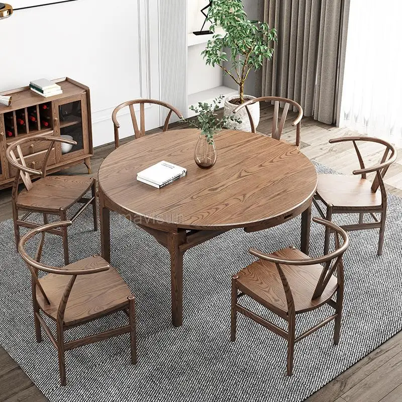 Набор из круглого обеденного стола массива дерева многофункциональная складная