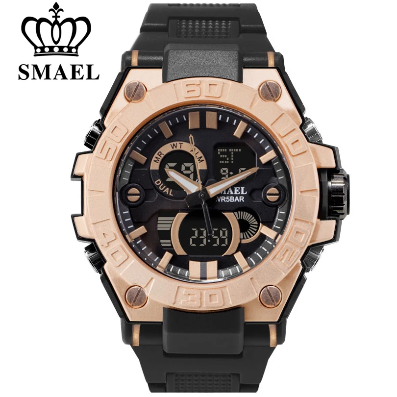 

SMAEL Luxury Brand Men Analog Digital PU Watchband Sports Watches Men's Army Military Watch Man Quartz Clock Relogio Masculino