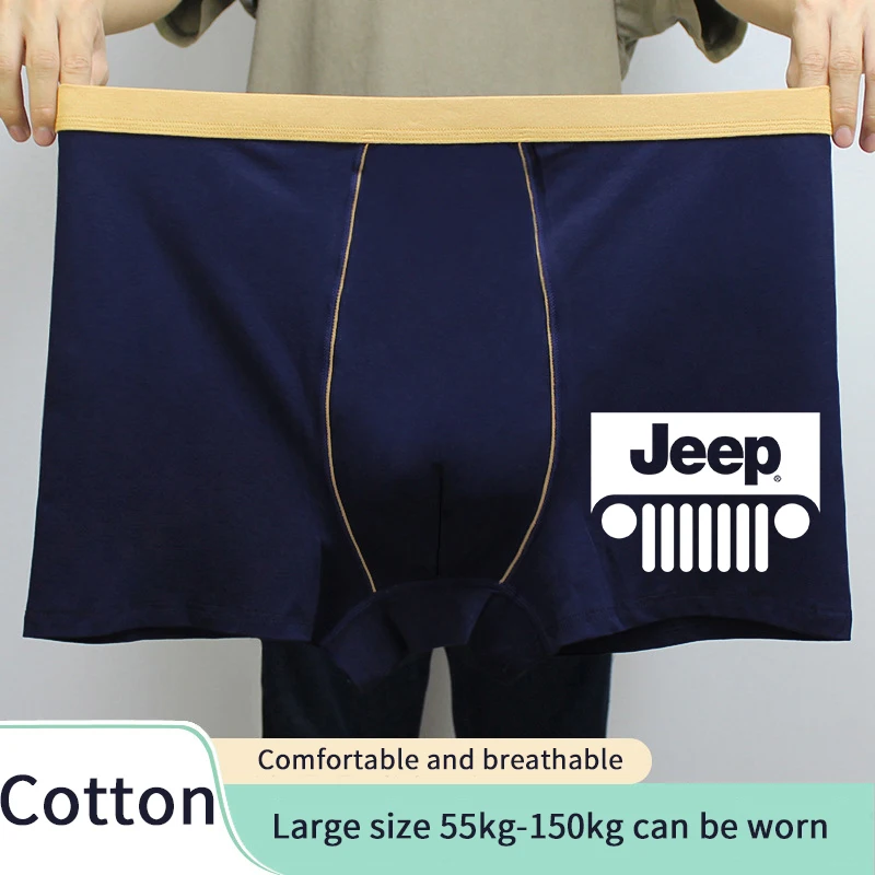 

Men Underpants Boxer Loose J-Jeeps Panties Cotton Men Boxer Briefs Solid Colors Plus Size Panties Soft Elastic Summer Shorts