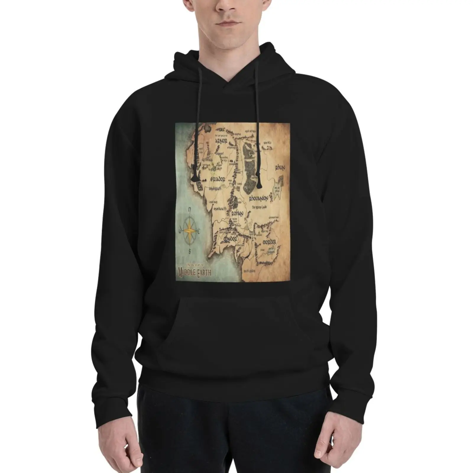 Tolkien Map 4000 Hooded Sweatshirts Men's Coat Hoodie Oversize Tracksuit Men Anime Hoodie Korea Sweatshirt Male Sweat Oversize