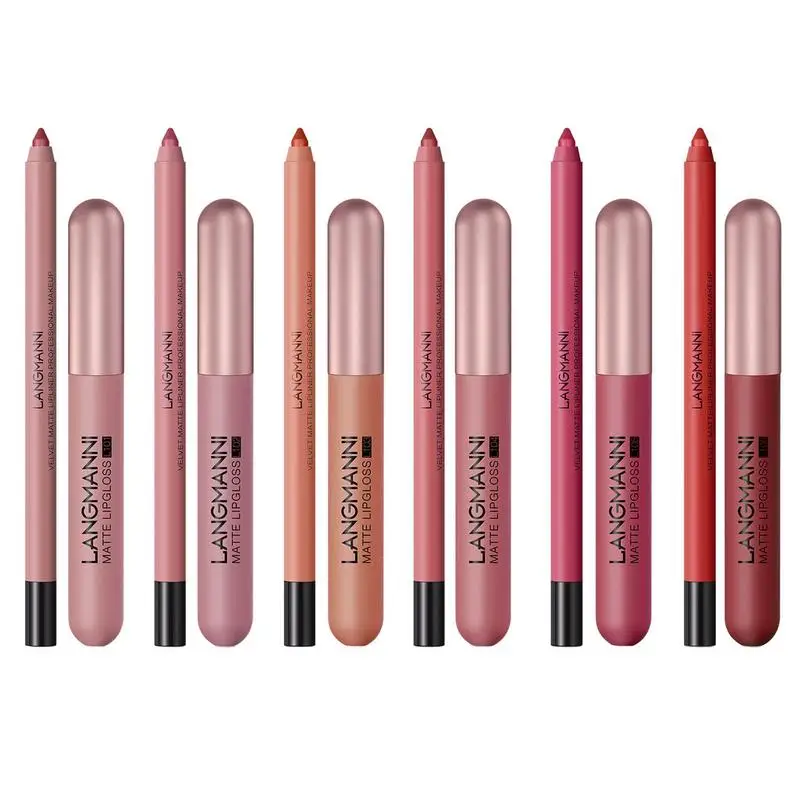 

Lipstick And Lip Liner Set 6 Matte Liquid Lipstick With 6 Smooth Lip Liner Pencil Lips Makeup Kits Long Lasting Lipsticks Gift