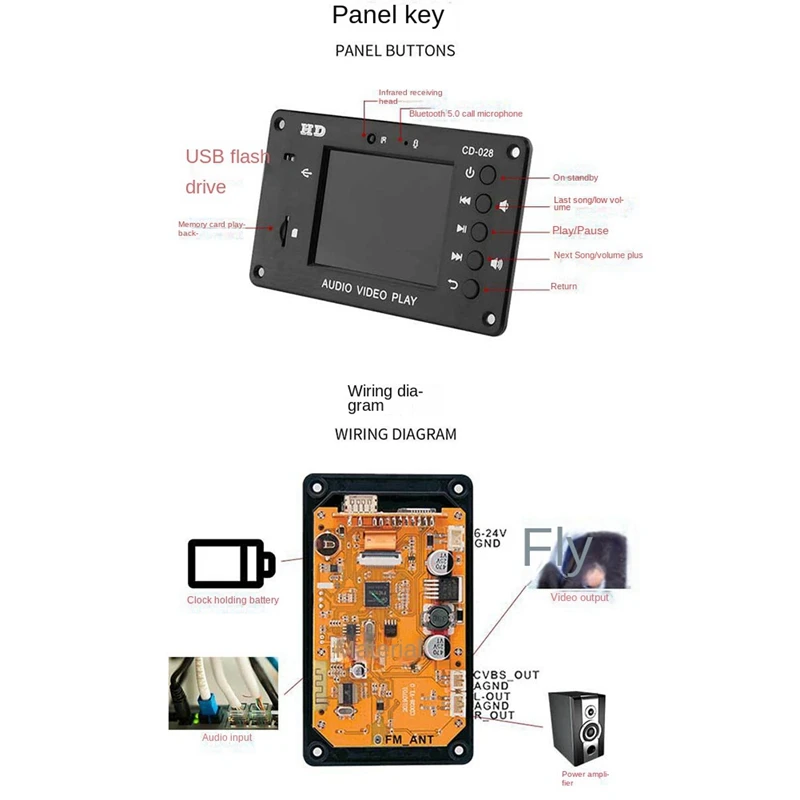 Портативный HD Автомобильный полноформатный Mp5 Bluetooth 5 0 календарь часы будильник