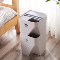 kitchen trash can stacked sorting household dry wet separation compostador sorted cubo basura waste bin rubbish for bathroom