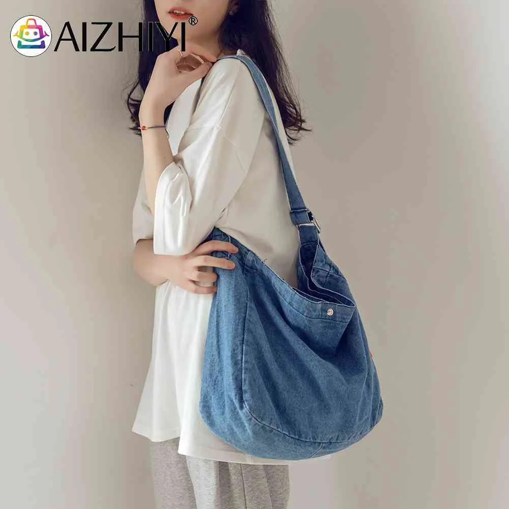 

Harajuku Crossbody Bags Street Vintage Denim Messenger Pouch Cowboy Crossbody Satchels Large Capacity for Ladies Girl SchoolBag