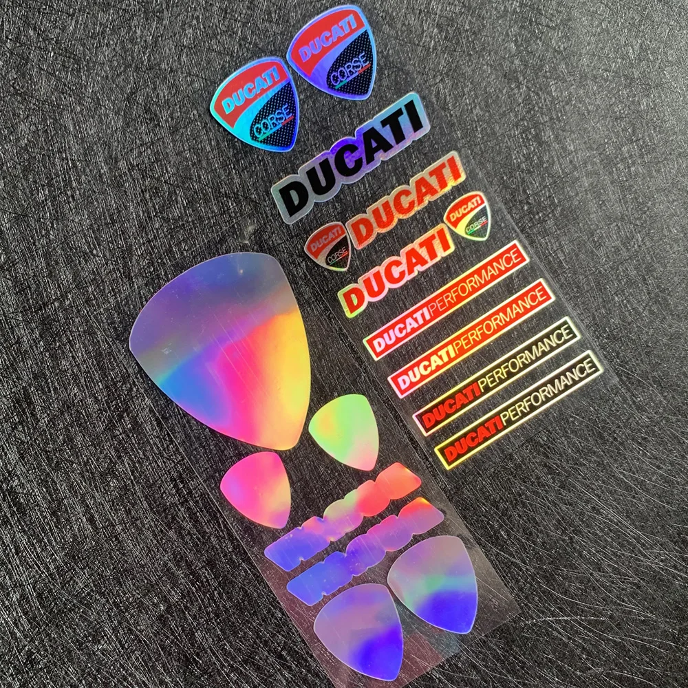 

For DUCATI Laser Sticker Reflective Decal Helmet Badge Motorcycle Fuel Tank Logo Suitable DUCATI TRK 502 BN 302 TNT BJ 600