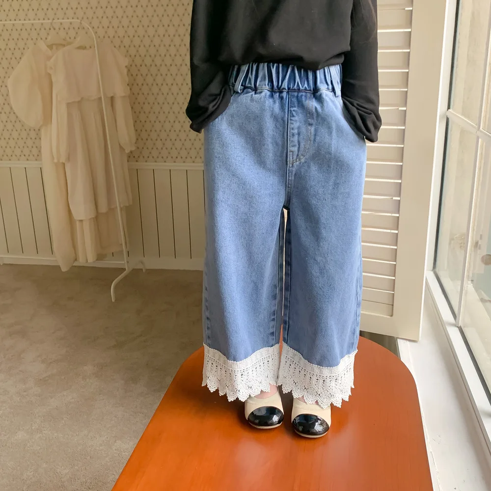 

Girls Long Jeans Kids Wide Leg Denim Pants Baby Baggy Trousers 2023 Spring Autumn Korean Fashion Children Clothing