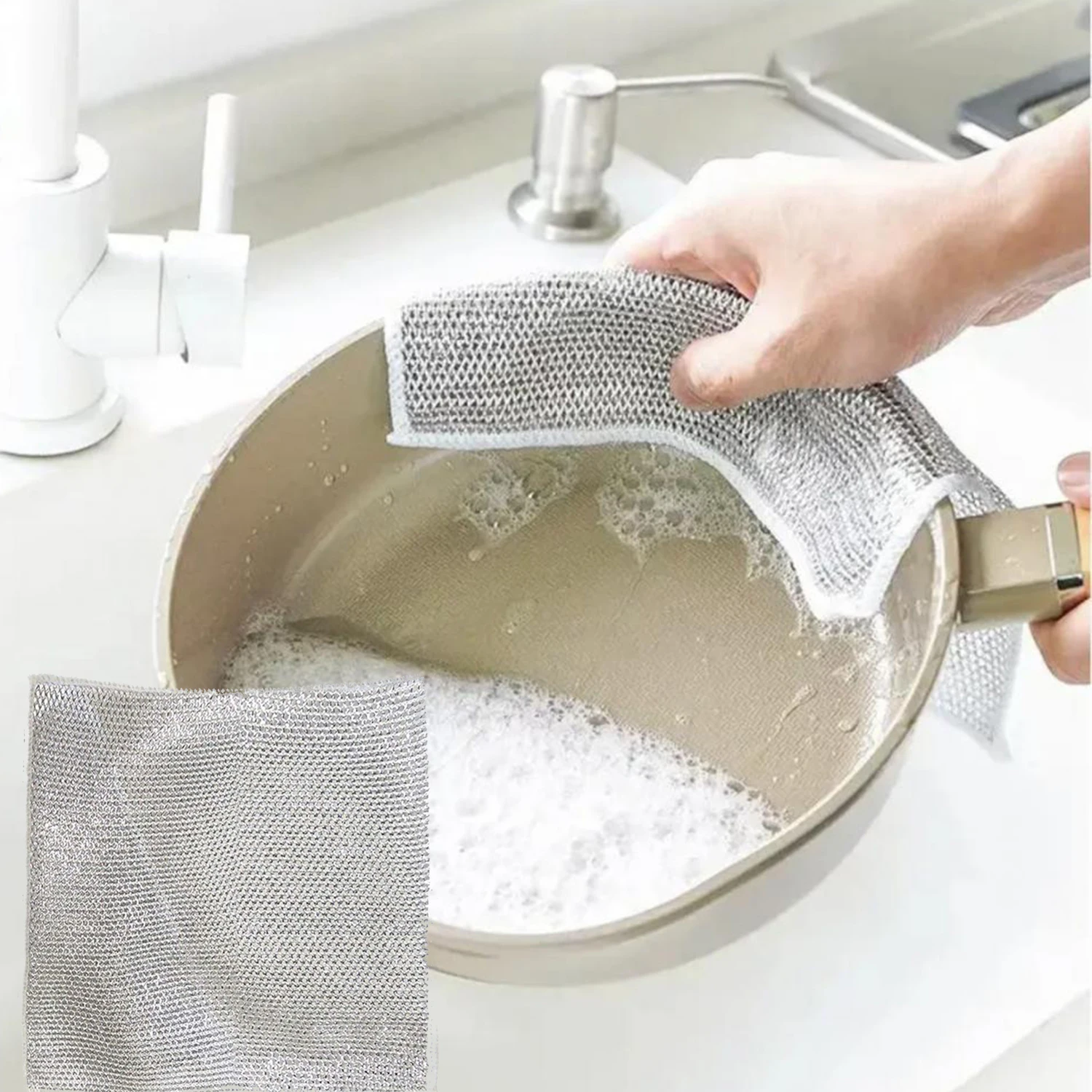 

Silver Cleaning Cloth Magic Dish Towel Reusable Non Stick Oil Dishcloth Pot Strong Rust Removal Replace Steel Wire Balls Rag