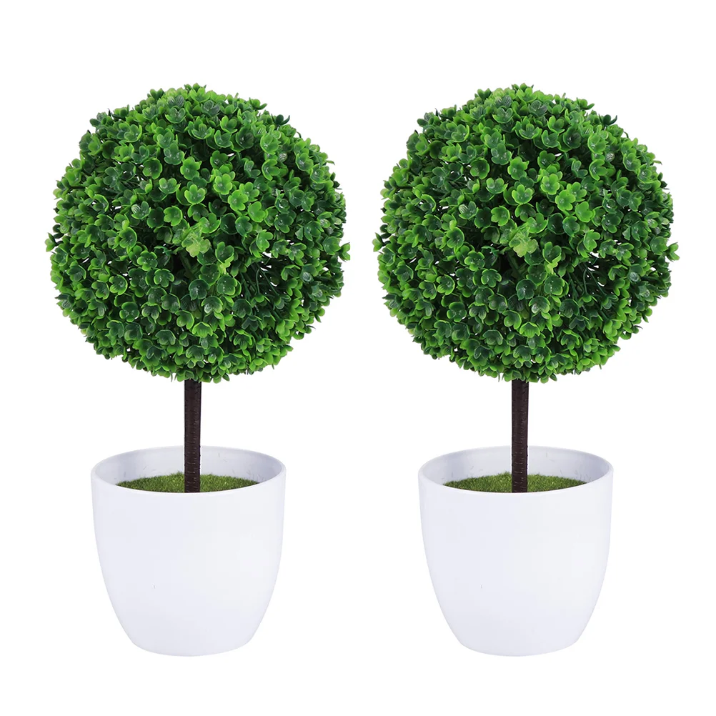 

2 Pcs Extra Large Flower Pots Outdoor Artificial Plants Ball Tree Plastic Office