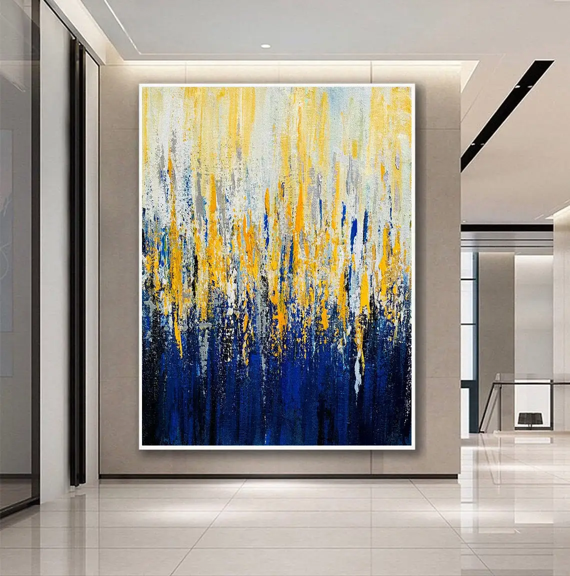 

Extra Large Wall Art Textured Painting Original Painting Abstract Painting Gold leaf Blue Painting Office Wall Art Texture Art