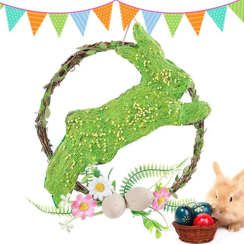 

Пасхальный венок в виде кролика, украшение для дома, венок с цветами, пасхальные яйца, настенное украшение, Пасхальный кролик, гирлянда