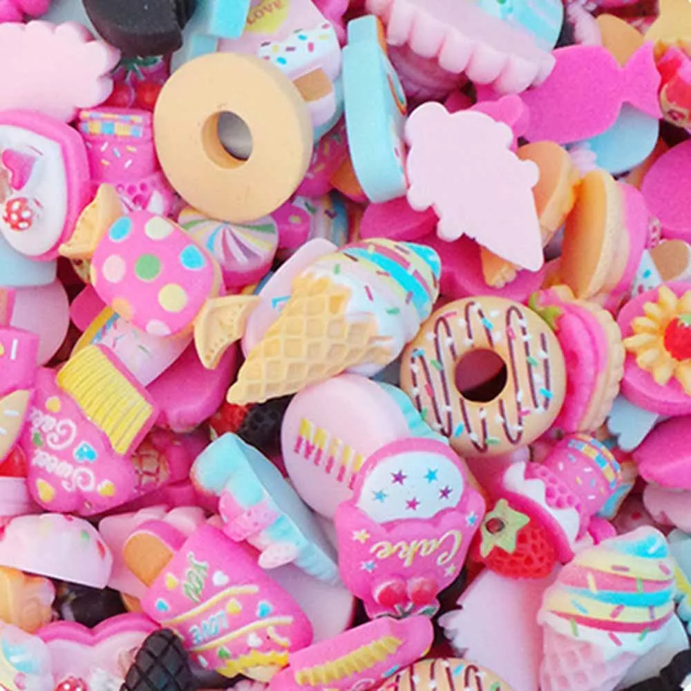 

30Pcs Mix Cartoon Snacks Blessing Bag Nail Art Charms Resin Cute Candy Biscuit Fruit Nail Decoration DIY Kawaii Nail Accessories