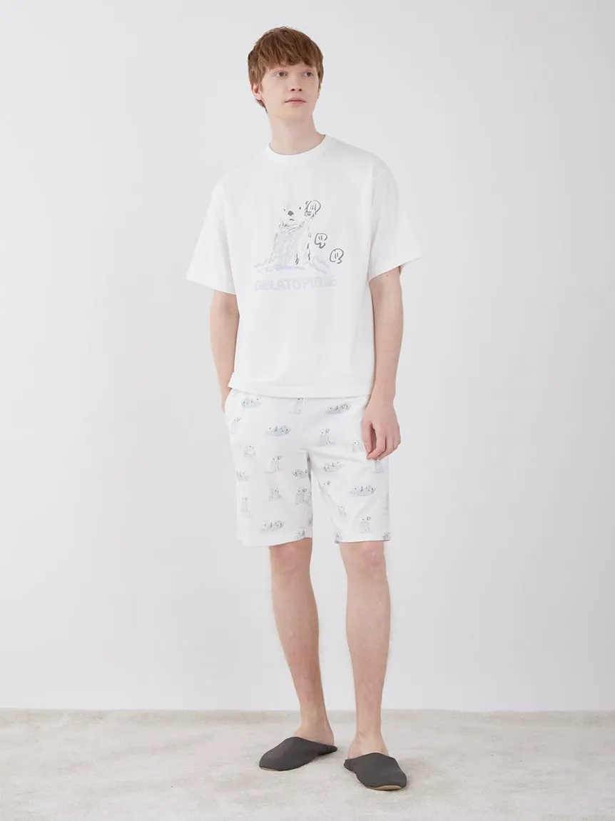 Men Pajamas Set Room Wear Summer Short Set T-shirt Shorts Gelato Pique Otter Cotton