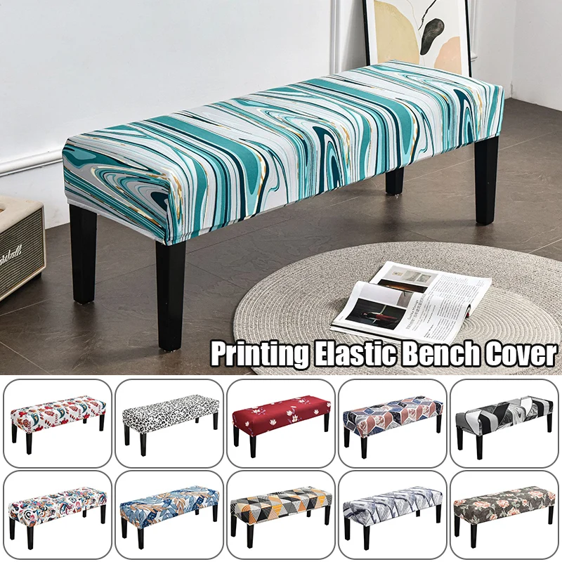 

Floral Print Ottoman Covers Spandex Rectangle Stool Cover All-inclusive Footstool Furniture Protector Sofa Footrest Cover