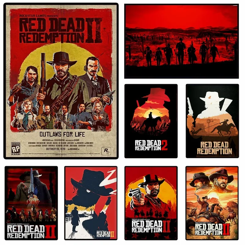Популярные постеры и принты Red-Dead выкуп 2 для видеоигр ТВ-фильмов печать на холсте