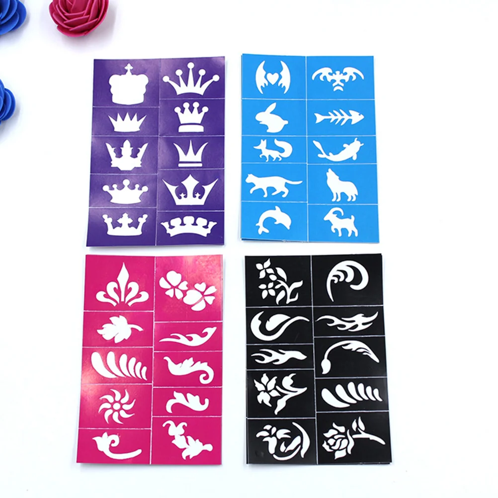 

10pcs 12x8cm Mixed Patterns Self-adhesive Reusable Stencils Templates For Airbrush Spray Face Glitter Tattoos