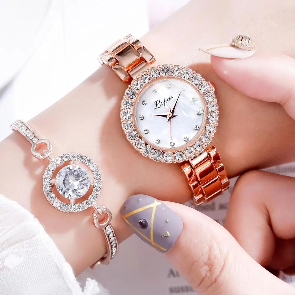 

Lvpai Brand Luxury Bracelet Watches Set For Women Fashion Geometric Bangle Quartz Clock Ladies Wrist Watch Zegarek Damski