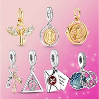 2022 new 925 sterling silver spinning dangle charm winged key pendant charm fit original pandora bracelet women jewelry gift