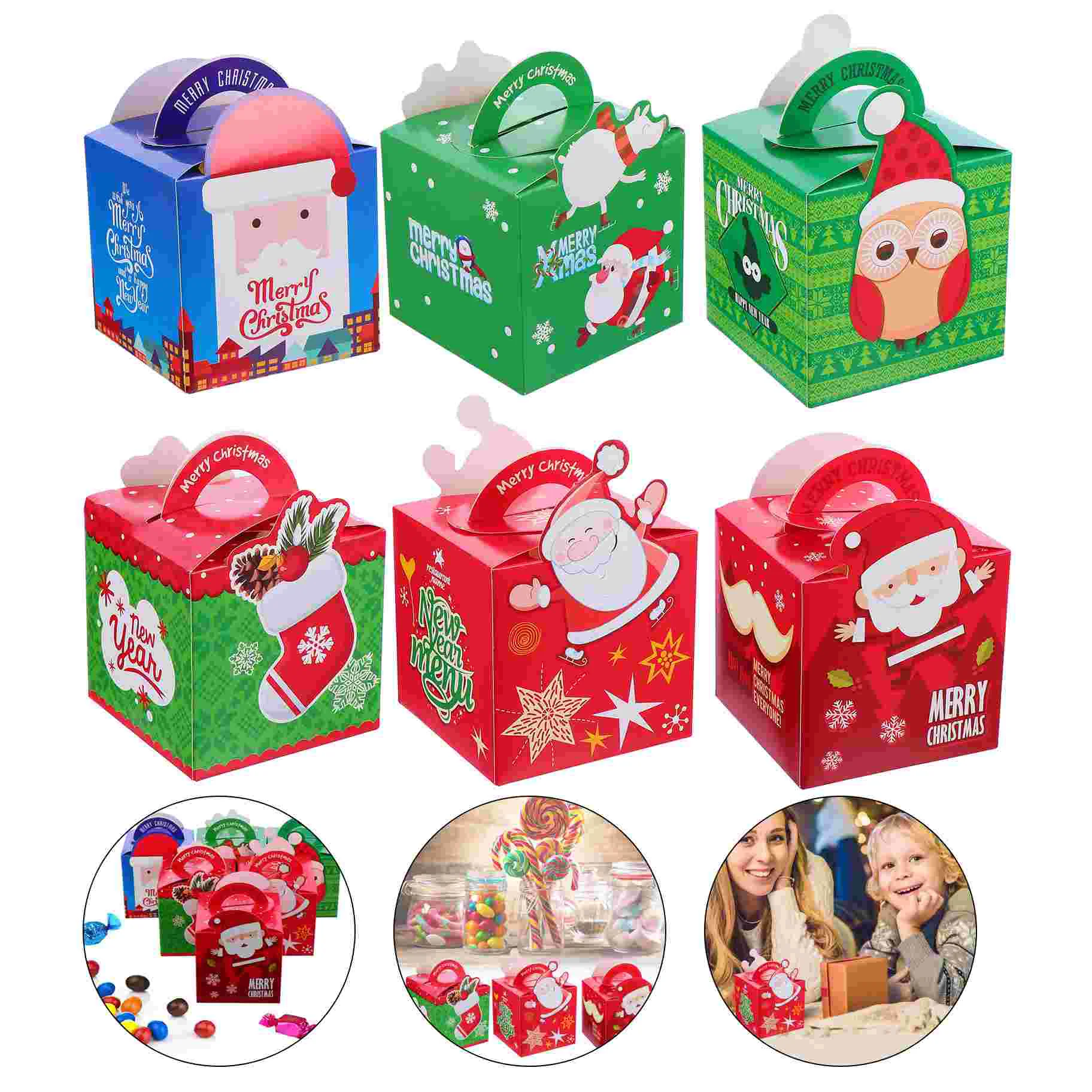 

Christmas Box Gift Santa Xmas Boxes Bag Sack Paper Treat Candy Present Party Eve Favors