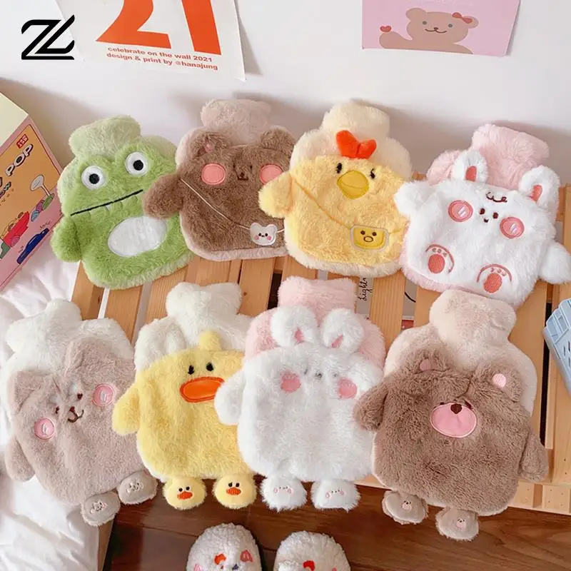 Cute PVC Stress Pain Relief Therapy Hot Water Bottle Bag Kawaii Knitted Soft Cozy Cover Winter Warm Heat Reusable Hand Warmer