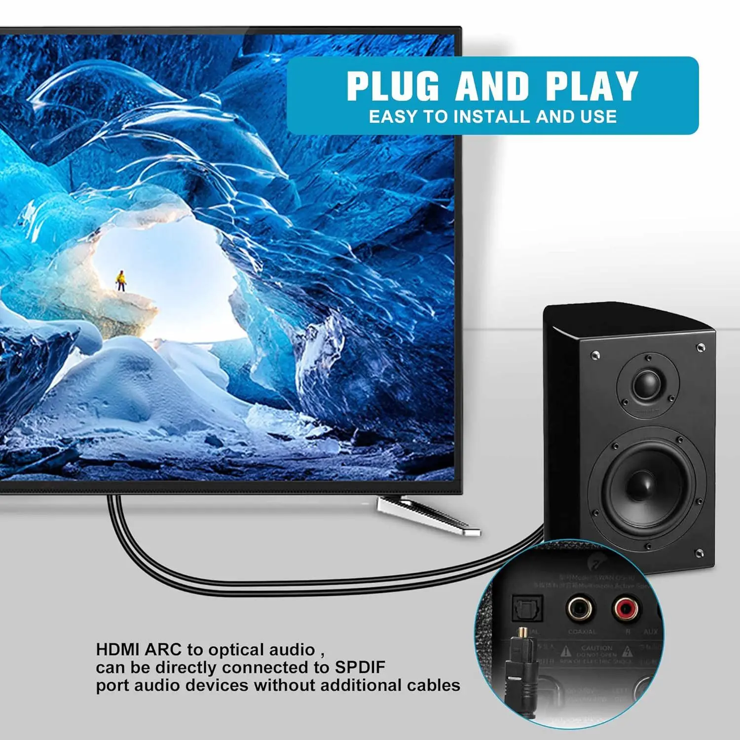 Фото Аудиоэкстрактор 192 кГц ARC, HDMI ARC Return Extractor, конвертер DAC, экстрактор аудиосигнала ARC в оптический и 3,5 мм L/R стерео №3