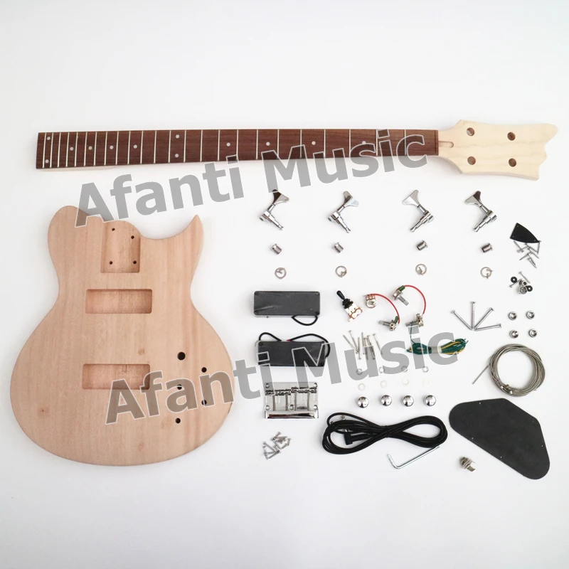 

Electric Guitar DIY Unfinished Kits 4 Strings Bass Guitar Body Neck Electric Bass Kit With All Hardware (ATM-059-02)