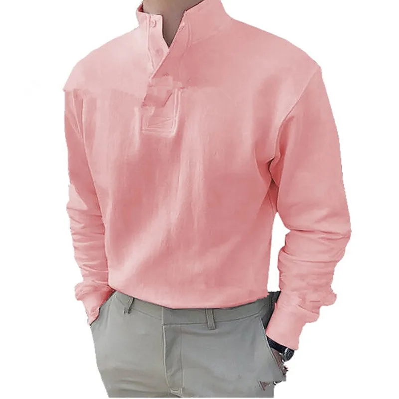 

Men Clothing 2022 Spring and Autumn Men's Solid Color Stand-up Collar Pullover Shirt New Long-sleeved Shirt Camisas Para Hombre