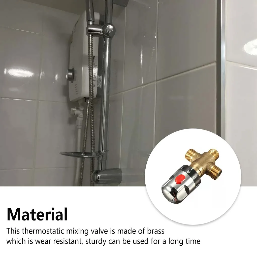 

Thermostatic Mixing Valve Faucet Temperature Adjustable Mixer Shower Room