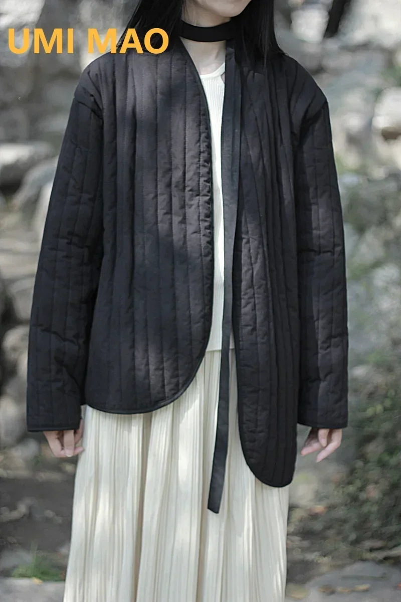 UMI MAO хлопковое льняное пальто женское 2023 зимнее винтажное литературное дзен