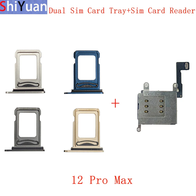 

Оригинальный лоток для двух SIM-карт с Sim-кардридером для iPhone 12 Pro Max, держатель слота, адаптер, запасные части для гнезда