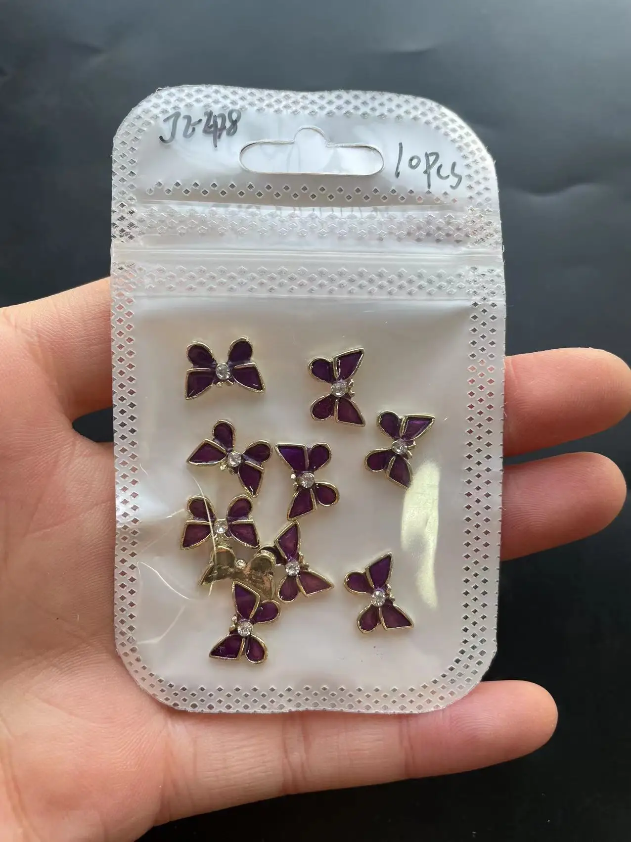 

10Pcs/Bag Color Paint Metal Butterfly Nail Art Decorations Luxury Alloy Rhinestone Nail Charms 3D Japanese Jewelry Manicure Gems