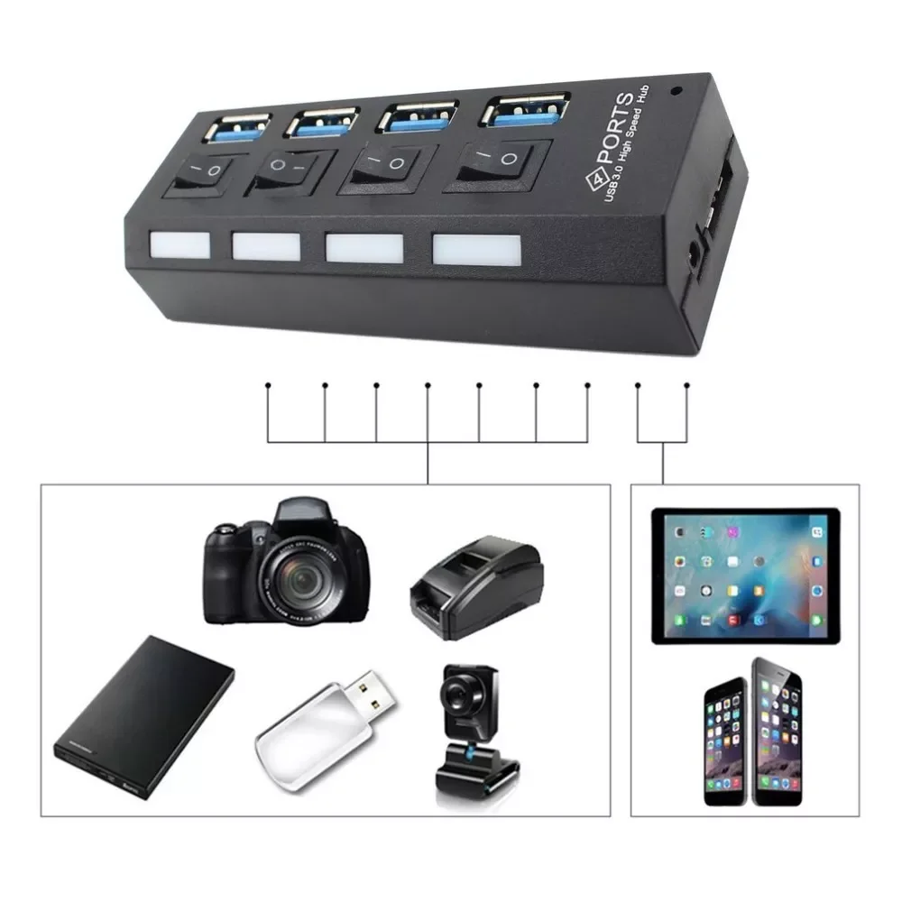

4-портовый разветвитель с интерфейсом USB 3,0, USB-разветвитель на 4/7 портов