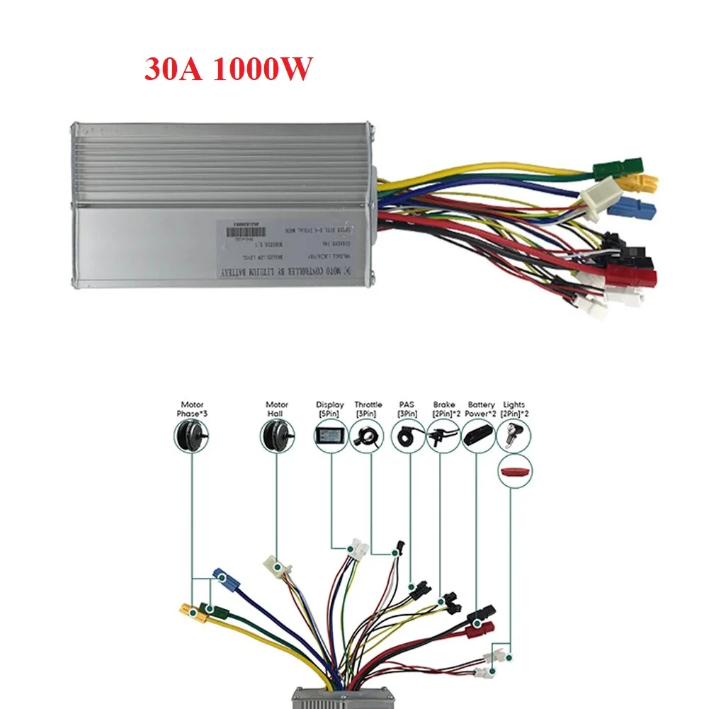 

Ebike 36V48V 12/9/6 FET 30/22/15A 1000/500/250W Double Light Wire Controller Suitable For JN Controller Waterproof Connector