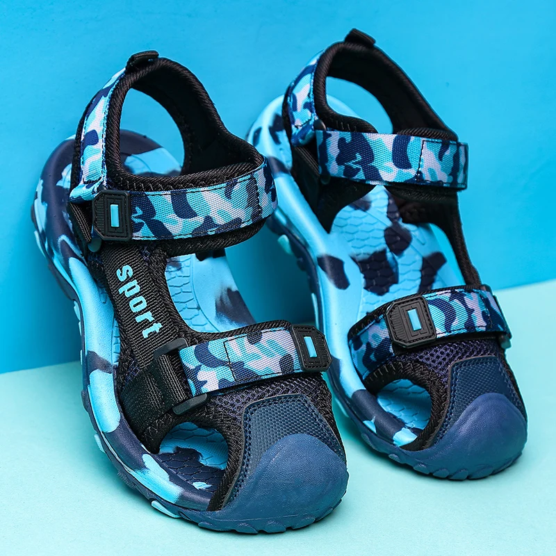 Brand Kids Beach Sandals Breathable Non-slip Sports Sandals Boys Outdoor Summer Beach Shoes Soft Flat Closed Toe Safty Shoes