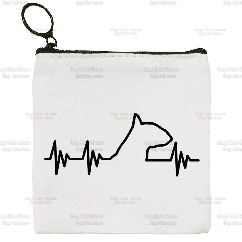Bull Terrier Group Cute Pet Dog Logo Funny Cartoon Coin Purse Female Mini Canvas Art Cute Key Case Coin Purse Student Wallet